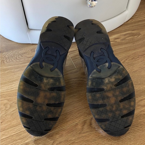 CHANEL Leather Silver Metallic Sneakers. 37 1/5 - Picture 6 of 8